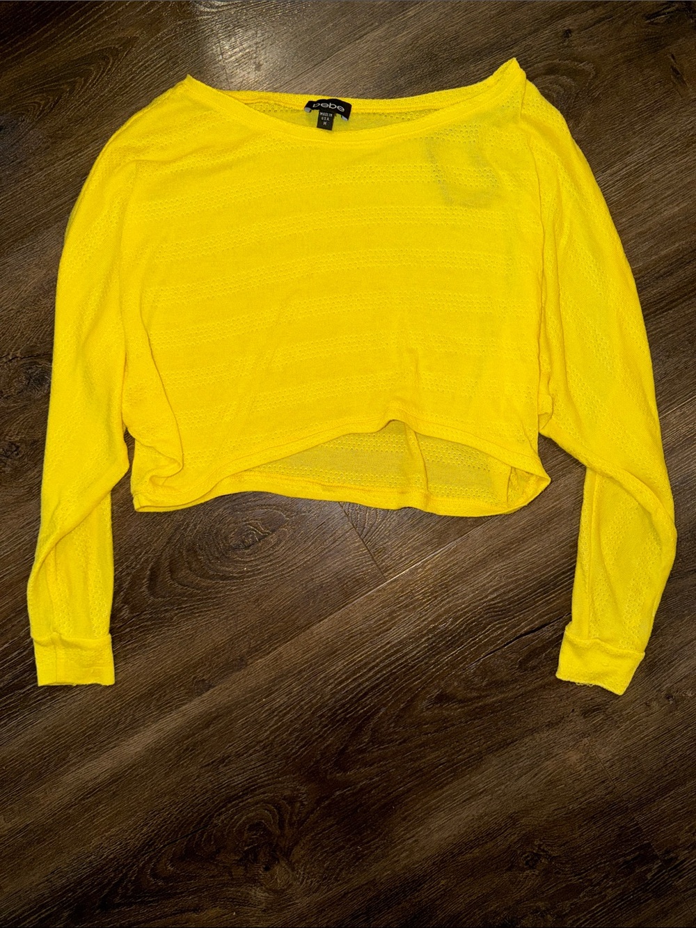 BEBE Bright Yellow Cropped Knit Top